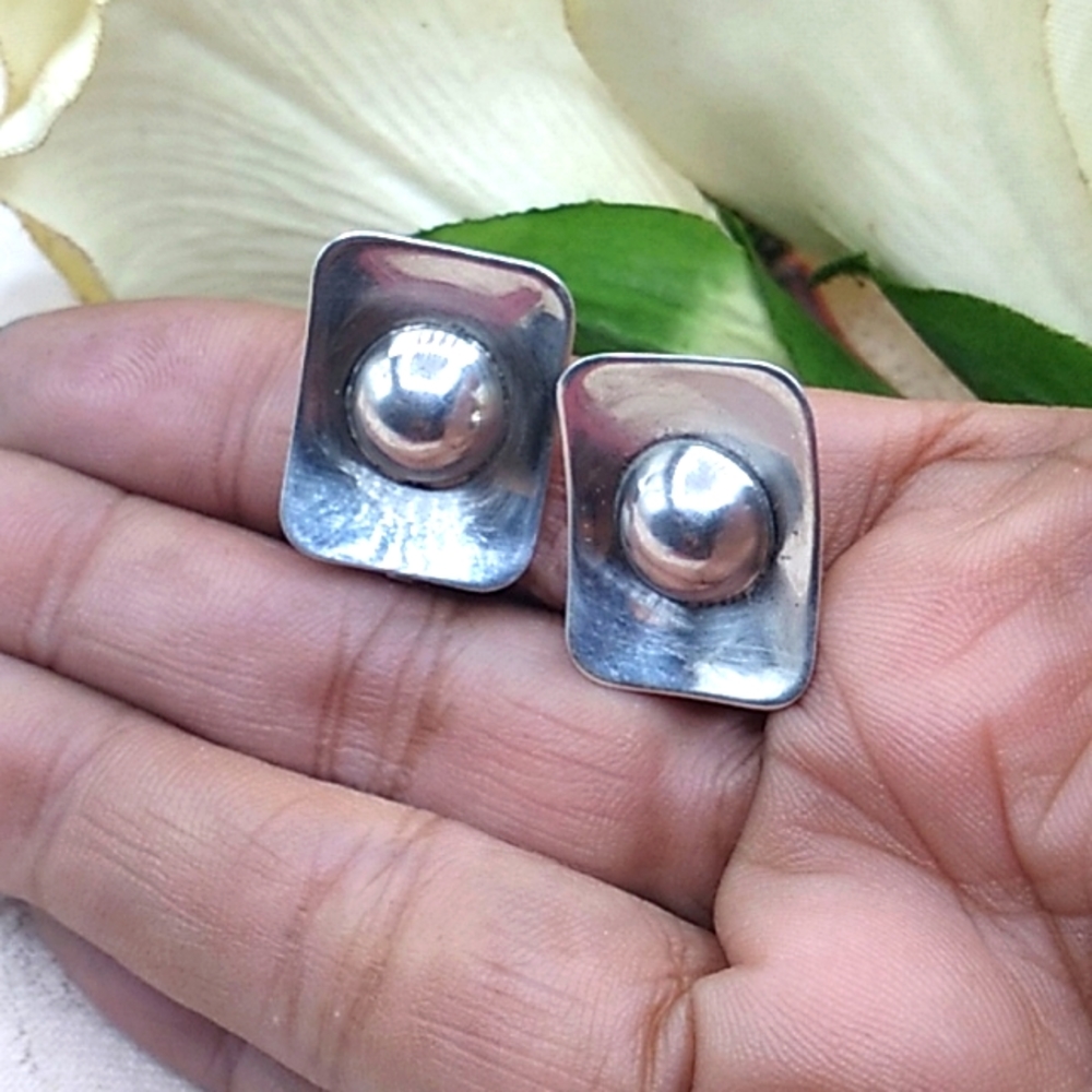 Vintage Sterling Silver Denmark Clip-on  Earrings - Picture 2 of 9